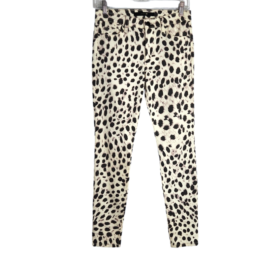 Joe's Jeans Skinny Ankle Leopard Print Jeans 26 Cotton Cream Black Gray Stretch